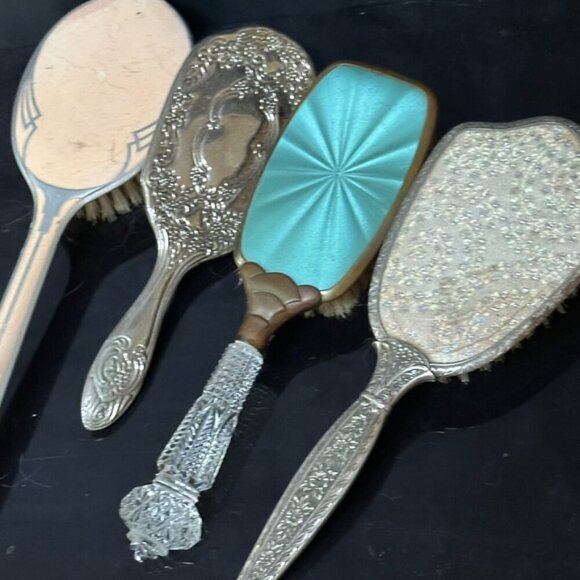 Antique Brush Lot Vanity Vintage Brushes Art Deco Nouveau Shabby Chic 1920s - Picture 5 of 11